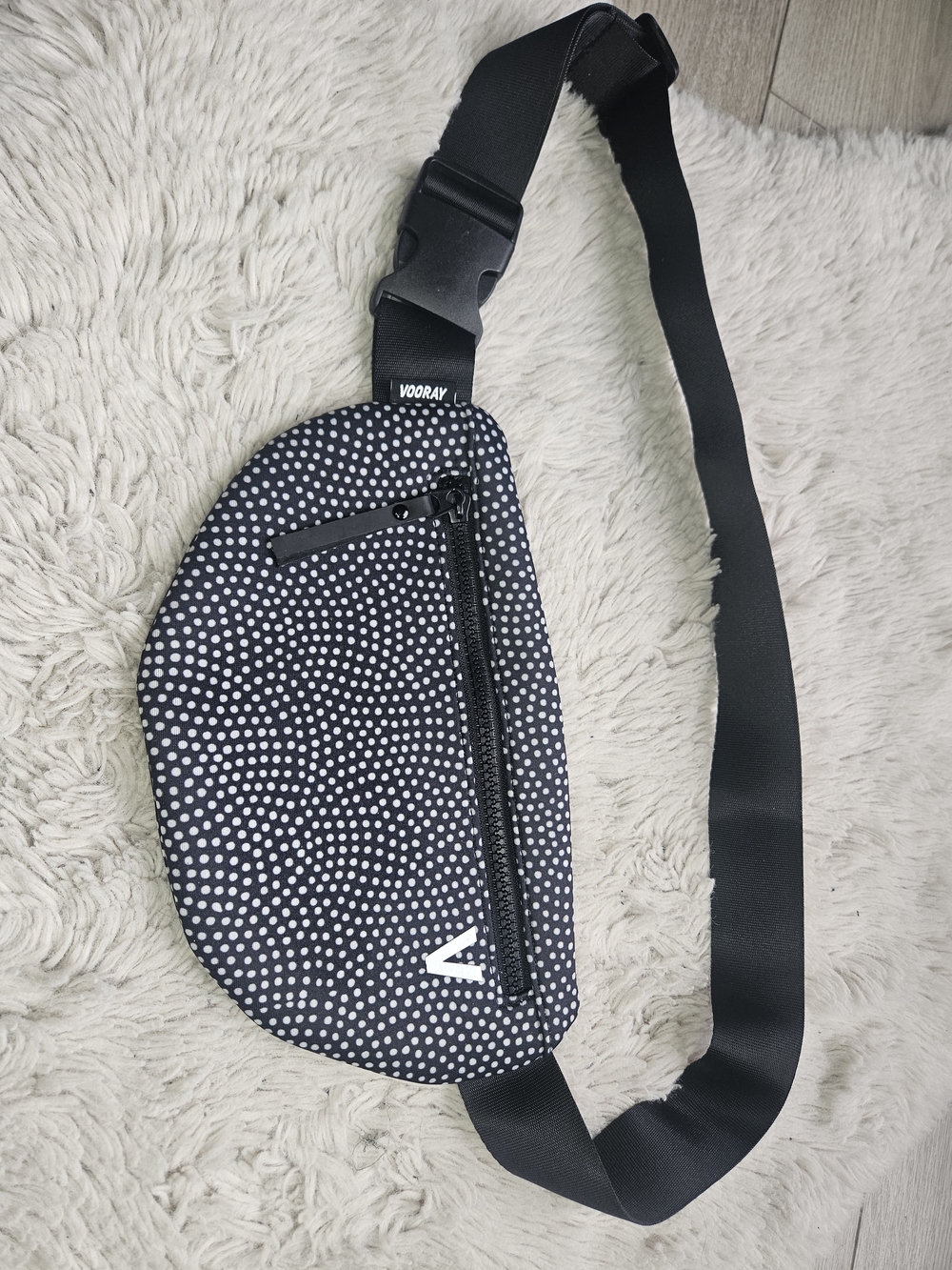 Vooray Urban Fanny Pack - Black & White Polka Dot - Adjustable Belt Bag - Like N